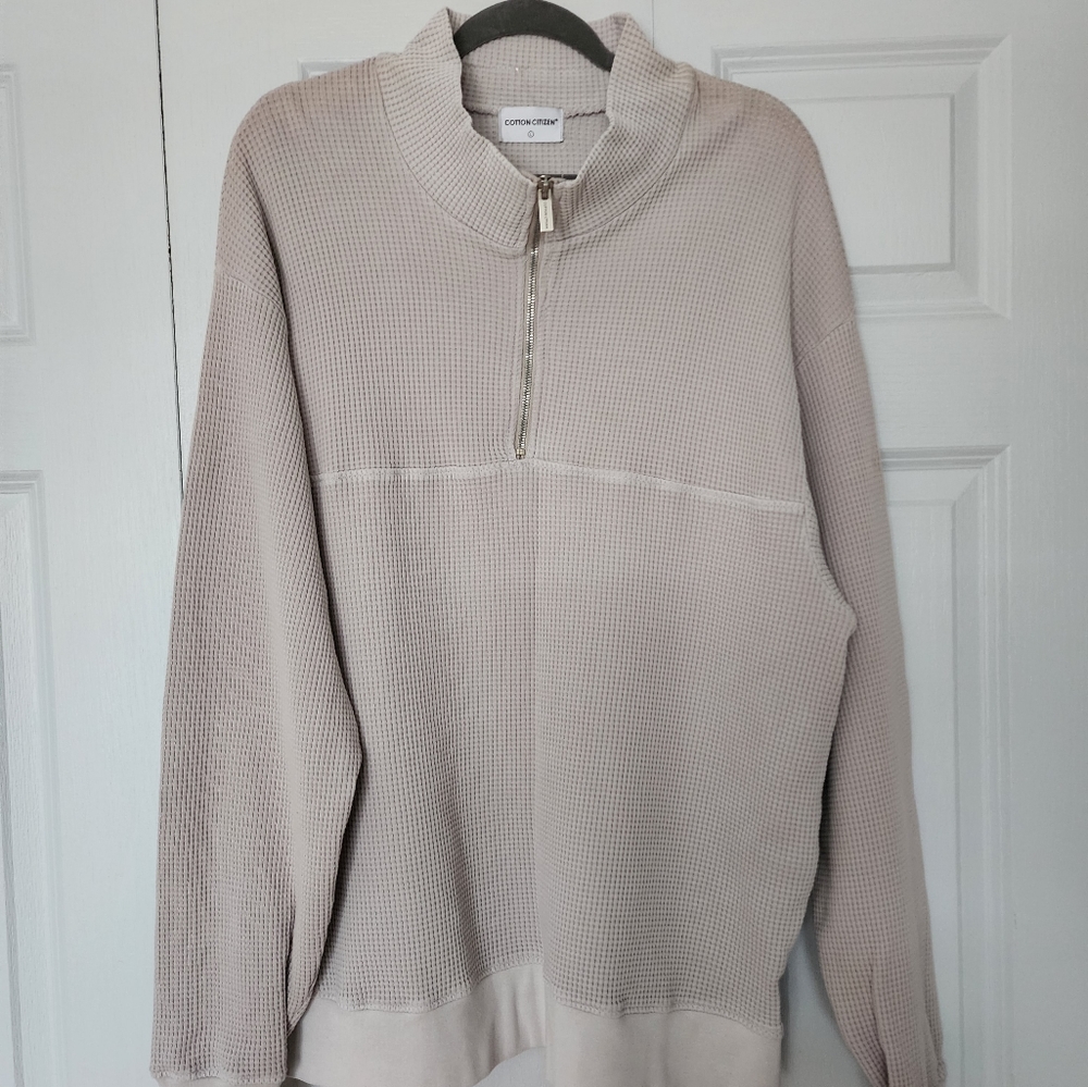 Cotton Citizen New waffle knit cotton sweater. Turtleneck. Half-zip closure. - Picture 8 of 11